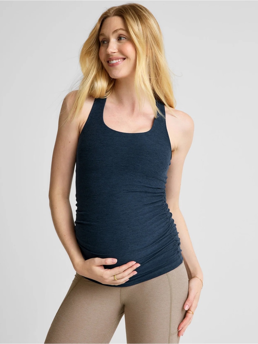 Beyond Yoga Beyond the Bump Space-dye Maternity Tank Navy Size Medium Shelf Bra